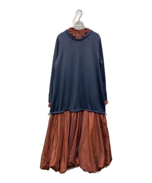 UN3D.（アンスリード）UN3D. (アンスリード) ドローストリングバルーンワンピース ネイビー×ブラウン サイズ:40の古着・服飾アイテム