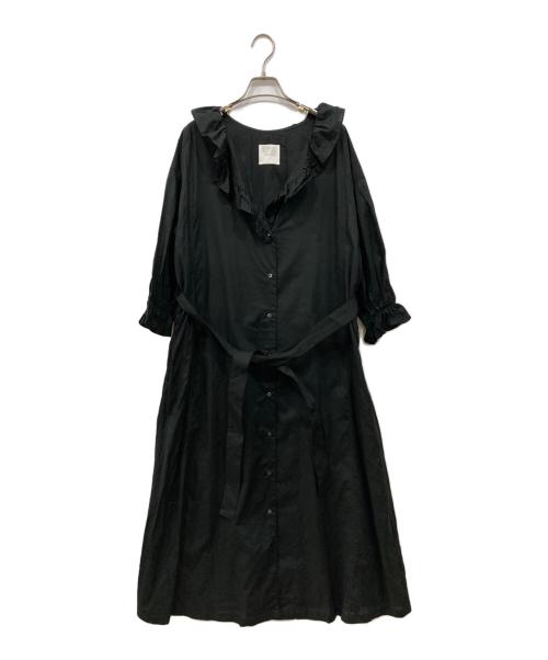 CASA FLINE（カーサフライン）CASA FLINE (カーサフライン) フリルカラーボリュームドレス ブラック サイズ:Freeの古着・服飾アイテム