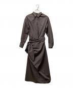 anuansアニュアンス）の古着「ラップストレートシャツワンピース」｜ブラウン