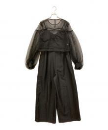 Ameri（アメリ）の古着「NET TULLE TOP LAYERED ROMPERS」｜ブラック
