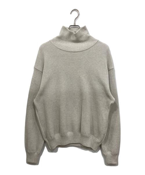 crepuscule（クレプスキュール）crepuscule (クレプスキュール) Moss Stitch Turtle Neck ライトグレー サイズ:1の古着・服飾アイテム