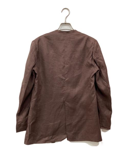 BRILL（ブリル）BRILL (ブリル) リネンノーカラージャケット ブラウン サイズ:36の古着・服飾アイテム