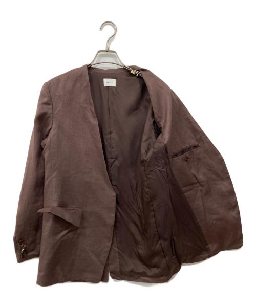 BRILL（ブリル）BRILL (ブリル) リネンノーカラージャケット ブラウン サイズ:36の古着・服飾アイテム
