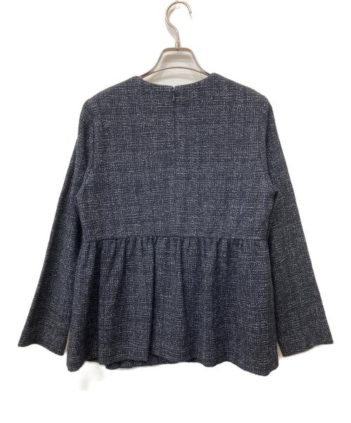UNITED ARROWS（ユナイテッドアローズ）UNITED ARROWS (ユナイテッドアローズ) ミックスツイード バックペプラム ブラウス ネイビー サイズ:38の古着・服飾アイテム