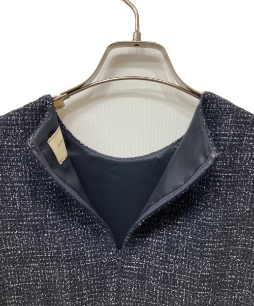UNITED ARROWS（ユナイテッドアローズ）UNITED ARROWS (ユナイテッドアローズ) ミックスツイード バックペプラム ブラウス ネイビー サイズ:38の古着・服飾アイテム