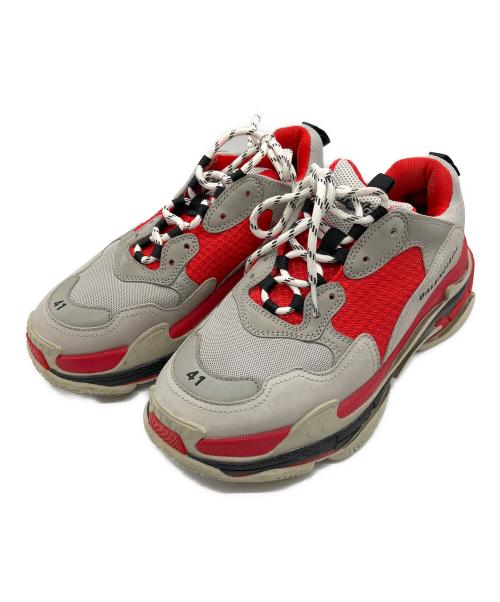BALENCIAGA（バレンシアガ）BALENCIAGA (バレンシアガ) TRIPLE S グレー×レッド サイズ:27の古着・服飾アイテム