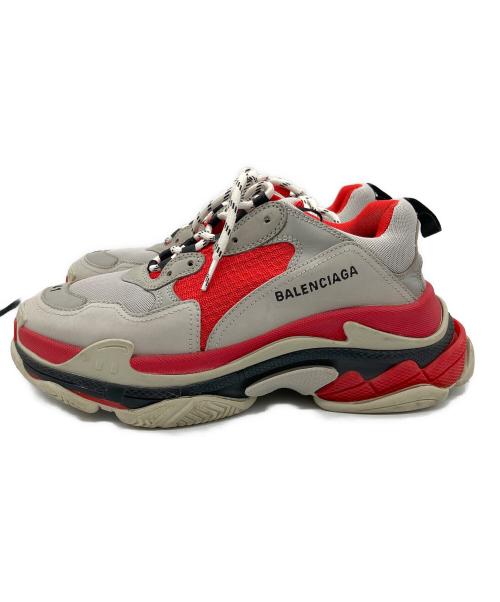 BALENCIAGA（バレンシアガ）BALENCIAGA (バレンシアガ) TRIPLE S グレー×レッド サイズ:27の古着・服飾アイテム