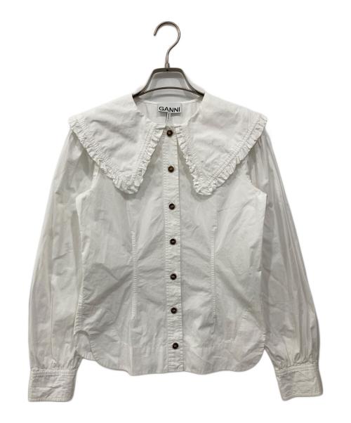 GANNI（ガニー）GANNI (ガニー) ビブカラーブラウス ホワイト サイズ:32の古着・服飾アイテム