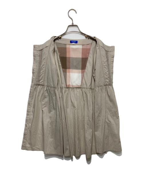 BLUE LABEL CRESTBRIDGE（ブルーレーベルクレストブリッジ）BLUE LABEL CRESTBRIDGE (ブルーレーベルクレストブリッジ) コットンローン チュニックブラウス ベージュ サイズ:36の古着・服飾アイテム