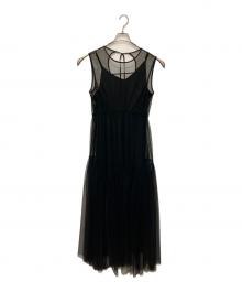 Ameri（アメリ）の古着「BLACK TULLE WAVE TIERED DRESS」｜ブラック