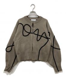 Adam et Rope（アダム エ ロペ）の古着「ラインアートカーディガン」｜ベージュ