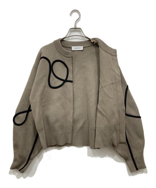 Adam et Rope（アダム エ ロペ）Adam et Rope (アダム エ ロペ) ラインアートカーディガン ベージュ サイズ:Freeの古着・服飾アイテム