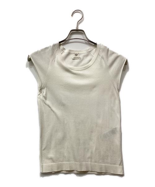 HERMES（エルメス）HERMES (エルメス) Hロゴシルク混フレンチスリーブニット ホワイト サイズ:34の古着・服飾アイテム