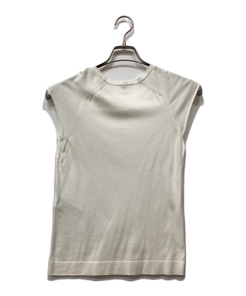 HERMES（エルメス）HERMES (エルメス) Hロゴシルク混フレンチスリーブニット ホワイト サイズ:34の古着・服飾アイテム