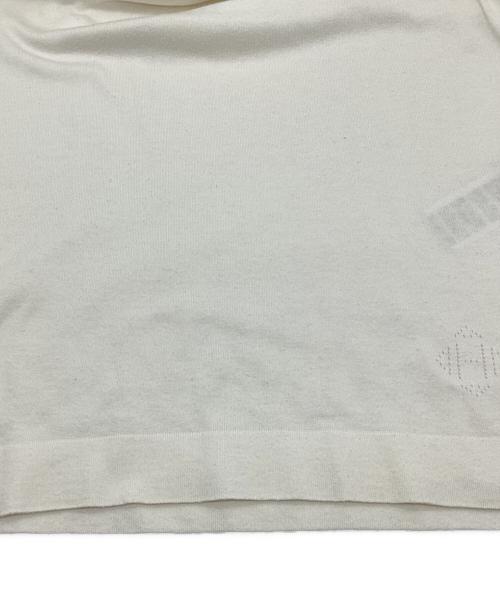 HERMES（エルメス）HERMES (エルメス) Hロゴシルク混フレンチスリーブニット ホワイト サイズ:34の古着・服飾アイテム