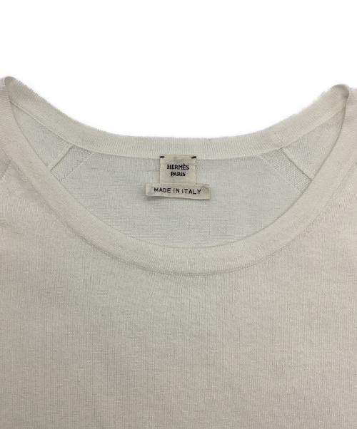 HERMES（エルメス）HERMES (エルメス) Hロゴシルク混フレンチスリーブニット ホワイト サイズ:34の古着・服飾アイテム
