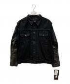 UNDERCOVER×MINEDENIMアンダーカバー×マインデニム）の古着「Leather Sleeve Denim Jacket レザースリーブデニムジャケット」｜ブラック