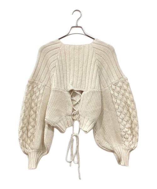 ETRE TOKYO（エトレトウキョウ）ETRE TOKYO (エトレトウキョウ) ボリュームスリーブニットカーディガン アイボリー サイズ:FREEの古着・服飾アイテム