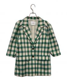 COEL（コエル）の古着「チェック柄袖ボリュームジャケット」｜グリーン