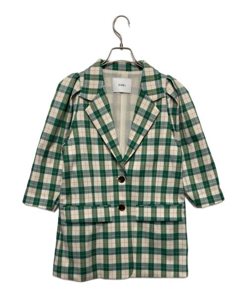 COEL（コエル）COEL (コエル) チェック柄袖ボリュームジャケット グリーン サイズ:36の古着・服飾アイテム