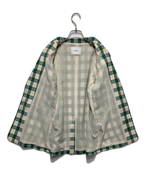 COEL（コエル）COEL (コエル) チェック柄袖ボリュームジャケット グリーン サイズ:36の古着・服飾アイテム