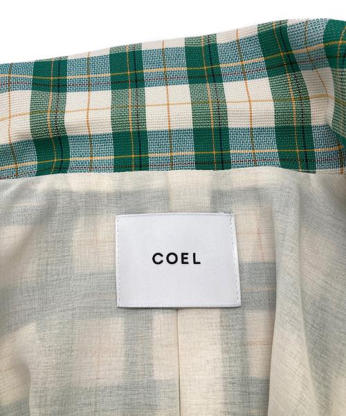 COEL（コエル）COEL (コエル) チェック柄袖ボリュームジャケット グリーン サイズ:36の古着・服飾アイテム