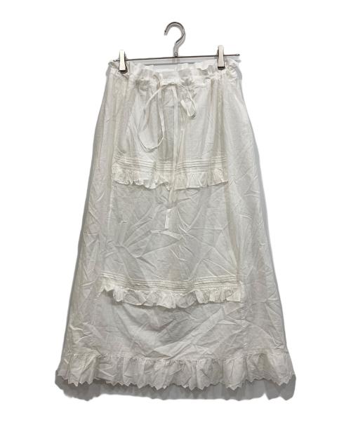 BEAMS BOY（ビームスボーイ）BEAMS BOY (ビームスボーイ) ユーロ ヴィンテージ タック スカート ホワイト サイズ:Freeの古着・服飾アイテム