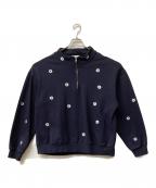 nick gearニックギア）の古着「FLOWER HALFZIP SWEAT(フラワーハーフジップ スウェット)」｜ネイビー
