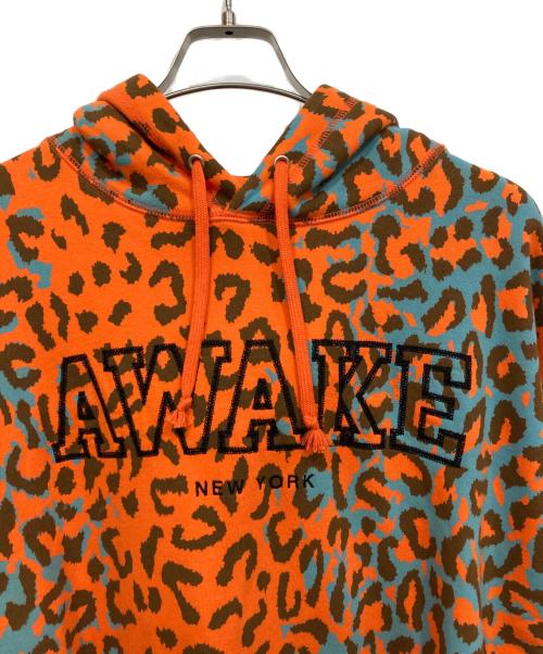 AWAKE（アウェイク）AWAKE (アウェイク) レオパード柄プルオーバーパーカー オレンジ サイズ:Mの古着・服飾アイテム