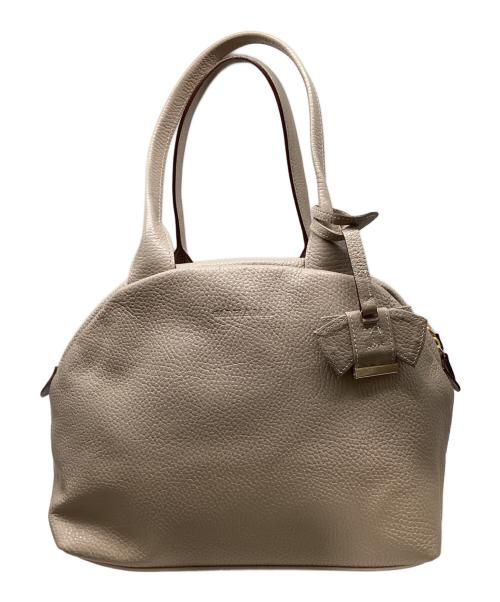 MIHAMA（ミハマ）MIHAMA (ミハマ) リボンチャーム付ボストンバッグ ベージュの古着・服飾アイテム