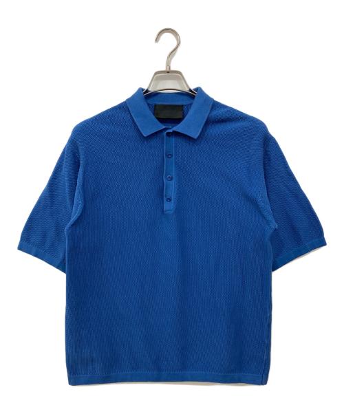 LANVIN（ランバン）LANVIN (ランバン) DEMON PIQUE POLO COLLAR S/S SWEATER ブルー サイズ:48の古着・服飾アイテム