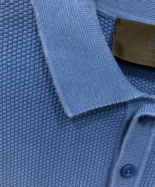 LANVIN（ランバン）LANVIN (ランバン) DEMON PIQUE POLO COLLAR S/S SWEATER ブルー サイズ:48の古着・服飾アイテム