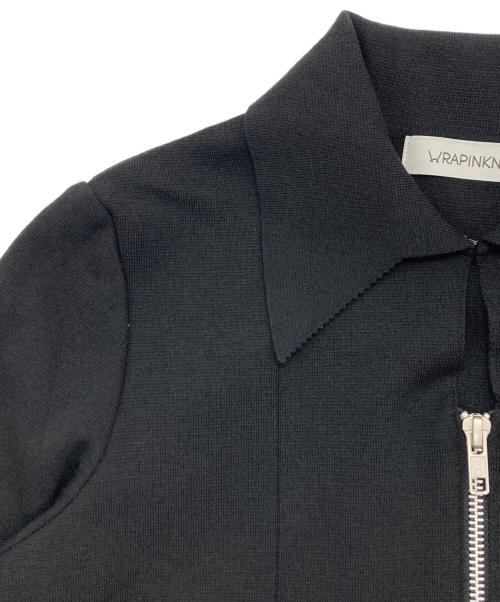 WRAPINKNOT（ラッピンノット）WRAPINKNOT (ラッピンノット) ジップショートニット ブラックの古着・服飾アイテム