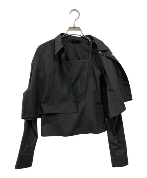 Noble（ノーブル）Noble (ノーブル) シャーリングキャミクロップドシャツセット チャコールグレー サイズ:Freeの古着・服飾アイテム