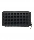 Christian Louboutinクリスチャン・ルブタン）の古着「PANETTONE SPIKE　ラウンドファスナーウォレット　長財布」｜ブラック