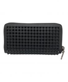 Christian Louboutin（クリスチャン・ルブタン）の古着「PANETTONE SPIKE　ラウンドファスナーウォレット　長財布」｜ブラック