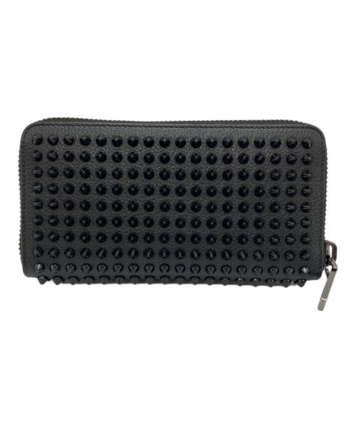 Christian Louboutin（クリスチャン・ルブタン）Christian Louboutin (クリスチャン・ルブタン) PANETTONE SPIKE　ラウンドファスナーウォレット　長財布 ブラックの古着・服飾アイテム