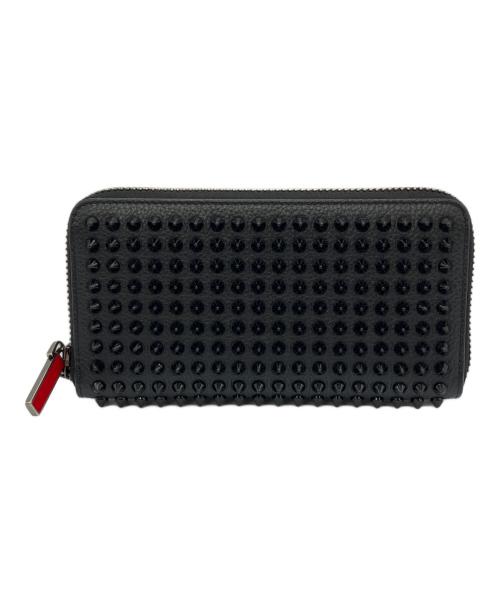 Christian Louboutin（クリスチャン・ルブタン）Christian Louboutin (クリスチャン・ルブタン) PANETTONE SPIKE　ラウンドファスナーウォレット　長財布 ブラックの古着・服飾アイテム