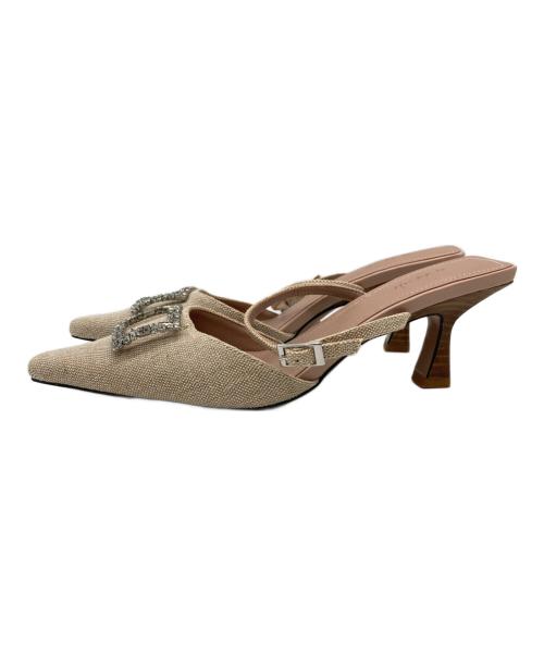 HER LIP TO（ハーリップトゥ）Her lip to (ハーリップトゥ) Linen Blend Crystal Mules / リネン ブレンド クリスタル ミュール ベージュ サイズ:38の古着・服飾アイテム