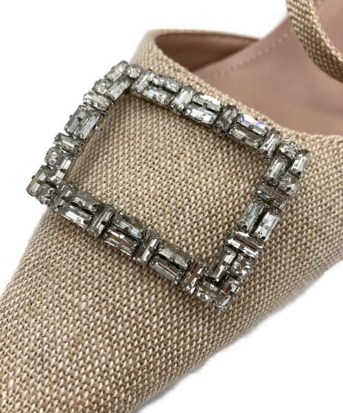 HER LIP TO（ハーリップトゥ）Her lip to (ハーリップトゥ) Linen Blend Crystal Mules / リネン ブレンド クリスタル ミュール ベージュ サイズ:38の古着・服飾アイテム