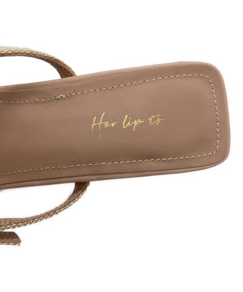 HER LIP TO（ハーリップトゥ）Her lip to (ハーリップトゥ) Linen Blend Crystal Mules / リネン ブレンド クリスタル ミュール ベージュ サイズ:38の古着・服飾アイテム