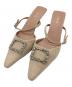 Her lip to（ハーリップトゥ）の古着「Linen Blend Crystal Mules / リネン ブレンド クリスタル ミュール」｜ベージュ