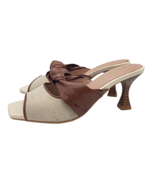 HER LIP TO（ハーリップトゥ）HER LIP TO (ハーリップトゥ) Twisted Two-Tone Mules ベージュ サイズ:38の古着・服飾アイテム