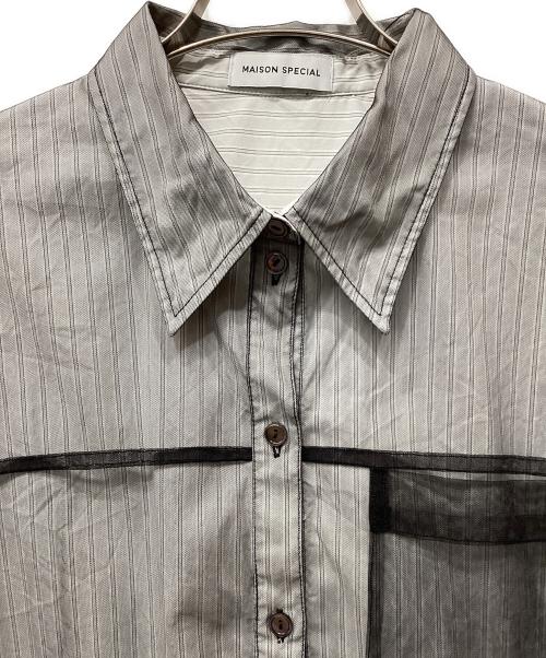 MAISON SPECIAL（メゾンスペシャル）MAISON SPECIAL (メゾンスペシャル) See-through Layered Tulle Shirt グレー×ブラック サイズ:FREEの古着・服飾アイテム