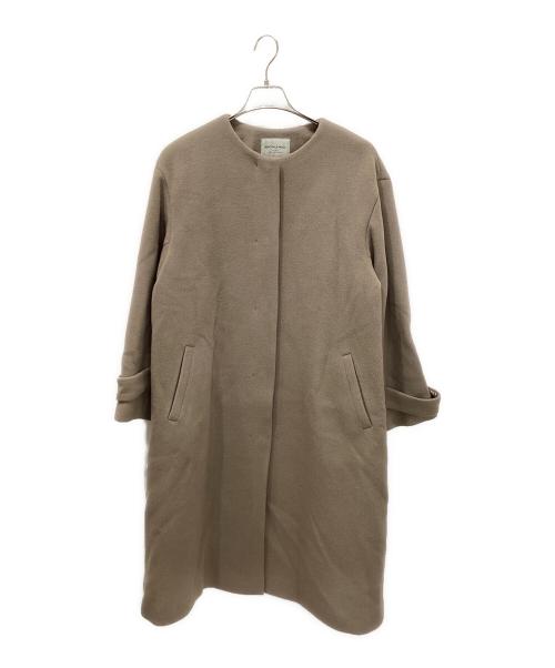 green label relaxing（グリーンレーベルリラクシング）green label relaxing (グリーンレーベルリラクシング) SENTDALE WOOL セントデールウール ノーカラー コート ブラウン サイズ:44の古着・服飾アイテム