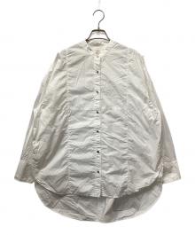 unpeu femme（アンプーファム）の古着「バンドカラーオーバーサイズシャツ」｜ホワイト