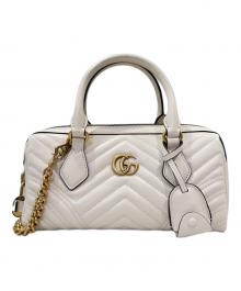 GUCCI（グッチ）の古着「GGマーモントスモールトップハンドルバッグ」｜ホワイト