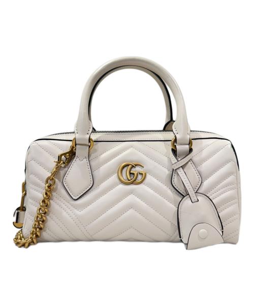 GUCCI（グッチ）GUCCI (グッチ) GGマーモントスモールトップハンドルバッグ ホワイトの古着・服飾アイテム