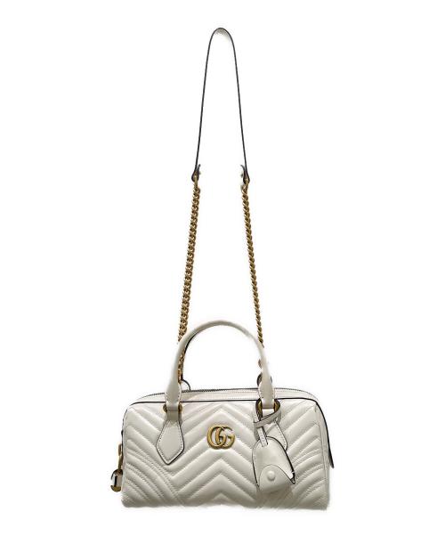 GUCCI（グッチ）GUCCI (グッチ) GGマーモントスモールトップハンドルバッグ ホワイトの古着・服飾アイテム