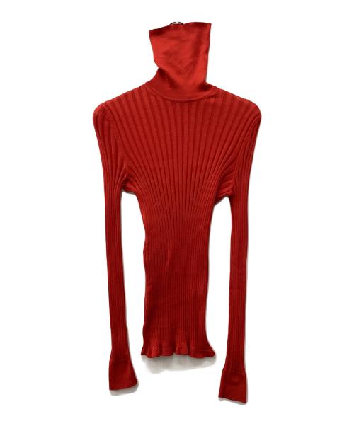 GUCCI（グッチ）GUCCI (グッチ) Knitted Silk Fine Turtleneck Top レッド サイズ:Sの古着・服飾アイテム